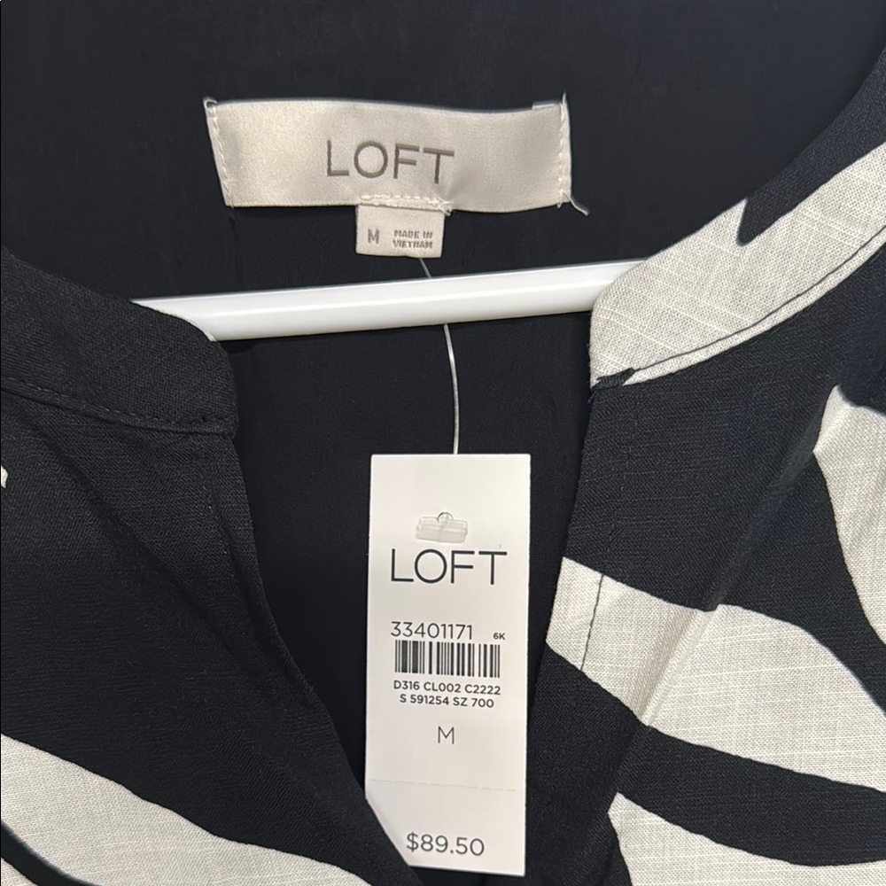LOFT Black and White Palm Sundress NWT - Picture 2 of 9